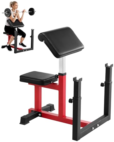 VEVOR Preacher Curlbank Hantelbank mit Beinstrecker, Krafttrainingsbänke (Max. Belastung 200 kg) Heim-Fitnessbank, Fitnessgerät, Sitzende Arm-isolierte Langhantel-Station, Trainingsbank von VEVOR