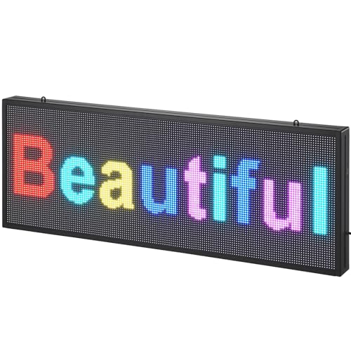 VEVOR Programmierbares LED-Schild, P10 Vollfarb-LED-Scrolling-Panel, DIY-Anzeigetafel mit Benutzerdefiniertem Textanimationsmuster, WIFI-USB-Steuerung, Nachrichten-Ladenschild 99 x 35 cm von VEVOR