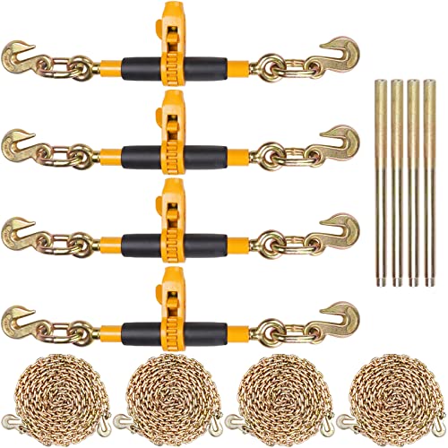 VEVOR Ratschen-Kettenbinder, 5/16"-3/8" Schwerlast-Lastbinder, mit G80-Ketten,3220 kg, sichere Belastungsgrenze, arbeitssparender Anti-Rutsch-Griff, für Tieflader-LKW-Anhänger, 4 Stück VEVOR Ratschen-Kettenbinder, 5/16"-3/8" Schwerlast-Lastbinder, mit G80-Ketten,3220 kg, sichere Belastungsgrenze, arbeitssparender Anti-Rutsch-Griff, für Tieflader-LKW-Anhänger, 4 Stück von VEVOR