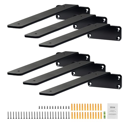 VEVOR Regalhalterung, 261 x 100 x 45 mm, 6 Stück robuste schwebende Regalhalter, Halterungen für Regale, 5 mm dicke mattschwarze L-Regalhalterung, Regalhalterungen aus Stahl mit 72,6 kg Tragkraft VEVOR Regalhalterung, 261 x 100 x 45 mm, 6 Stück robuste schwebende Regalhalter, Halterungen für Regale, 5 mm dicke mattschwarze L-Regalhalterung, Regalhalterungen aus Stahl mit 72,6 kg Tragkraft von VEVOR