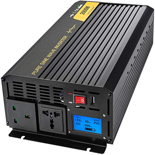 VEVOR Reine Sinuswelle Wechselrichter 2000 W 4000 W, DC12V auf AC240V Stromwandler, LCD-Bildschirm und die LED-Anzeigelampe mit Fernbedienung Spannungswandler - 20 °C - 60 °C für induktive Lasten VEVOR Reine Sinuswelle Wechselrichter 2000 W 4000 W, DC12V auf AC240V Stromwandler, LCD-Bildschirm und die LED-Anzeigelampe mit Fernbedienung Spannungswandler - 20 °C - 60 °C für induktive Lasten von VEVOR