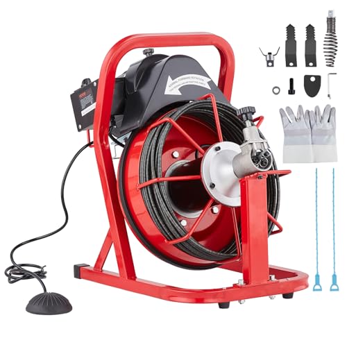 VEVOR Rohrreinigungsmaschine 50 FT x 3/8 Zoll, automatische Rohrreinigungsspirale, 250 W elektrische Rohrreinigungsmaschine mit 4 Schneidern und luftaktiviertem Fußschalter für 2" bis 4" Rohre VEVOR Rohrreinigungsmaschine 50 FT x 3/8 Zoll, automatische Rohrreinigungsspirale, 250 W elektrische Rohrreinigungsmaschine mit 4 Schneidern und luftaktiviertem Fußschalter für 2" bis 4" Rohre von VEVOR