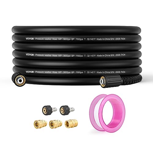 VEVOR Rohrreinigungsschlauch Set M22-14-mm-Anschluss Rohrreinigungsset max. 248,21bar Kanalreiniger 19,1mm Biegeradius Hochdruckreiniger Zubehör inkl. 5x Metallverbinder Rohrreiniger PVC Polyester VEVOR Rohrreinigungsschlauch Set M22-14-mm-Anschluss Rohrreinigungsset max. 248,21bar Kanalreiniger 19,1mm Biegeradius Hochdruckreiniger Zubehör inkl. 5x Metallverbinder Rohrreiniger PVC Polyester von VEVOR