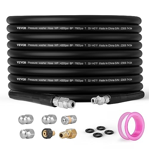 VEVOR Rohrreinigungsschlauch Set M22-14mm Anschluss Rohrreinigungsset max. 289,58bar Kanalreiniger 19,1mm Biegeradius Hochdruckreiniger Zubehör inkl. 4x Sprühdüsen Rohrreiniger PVC Polyester VEVOR Rohrreinigungsschlauch Set M22-14mm Anschluss Rohrreinigungsset max. 289,58bar Kanalreiniger 19,1mm Biegeradius Hochdruckreiniger Zubehör inkl. 4x Sprühdüsen Rohrreiniger PVC Polyester von VEVOR