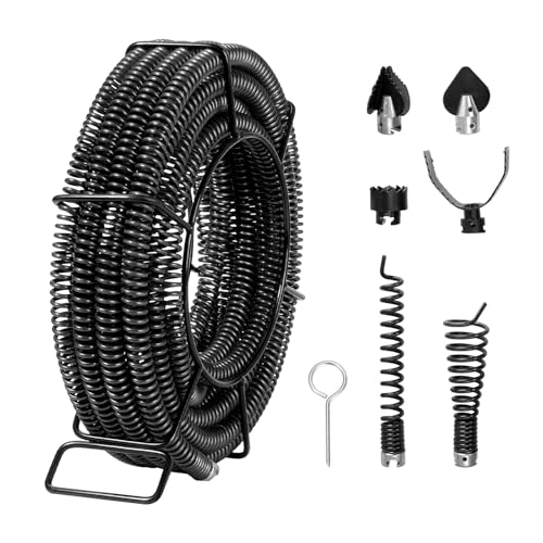 VEVOR Rohrreinigungsspirale 14 m x 22 mm, professionelles Rohrreinigungskabel mit 6 Schneidern für Rohre von 20 bis 150 mm, Hohlkern-Kanalisationsspirale für Spüle, Bodenablauf, Toilette VEVOR Rohrreinigungsspirale 14 m x 22 mm, professionelles Rohrreinigungskabel mit 6 Schneidern für Rohre von 20 bis 150 mm, Hohlkern-Kanalisationsspirale für Spüle, Bodenablauf, Toilette von VEVOR