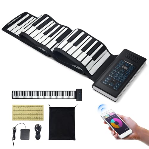 VEVOR Roll-Up-Keyboard-Piano mit 88 Tasten, 128 Rhythmen, 128 Töne, tragbares elektrisches digitales Handrollpiano mit wiederaufladbarem Akku, 2-W-Lautsprecher, LED-Anzeige, 5 Anschlüsse, MIDI VEVOR Roll-Up-Keyboard-Piano mit 88 Tasten, 128 Rhythmen, 128 Töne, tragbares elektrisches digitales Handrollpiano mit wiederaufladbarem Akku, 2-W-Lautsprecher, LED-Anzeige, 5 Anschlüsse, MIDI von VEVOR