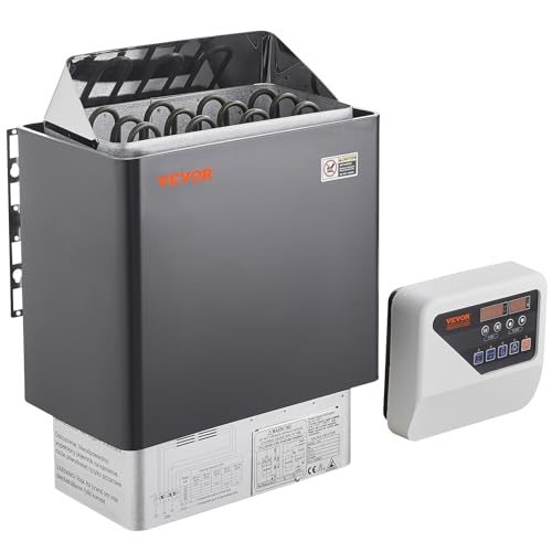 VEVOR Saunaofen, 6 kW, 400 V, 3N tragbarer Saunaofen für drinnen & draußen mit 3-Stunden-Timer, digitaler Regler für 5–9 m³ großes Zuhause, gewerbliche Nutzung in Hotel-Spa-Duschen, max. 110 °C von VEVOR