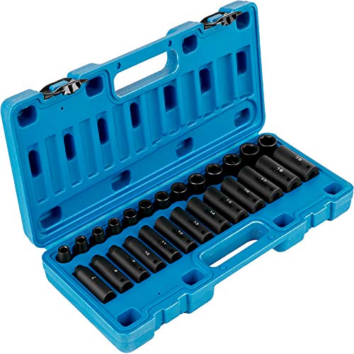 VEVOR Schlag-Steckschlüsselsatz 3/20.3 cm 26-teilig Schlag-Stecknüsse, tief/Standard-Stecknuss, 6-Kant-Stecknüsse, robuste Konstruktion, Cr-V Steckschlüsselsatz Schlagmetrisch 9mm-30mm, mit einem VEVOR Schlag-Steckschlüsselsatz 3/20.3 cm 26-teilig Schlag-Stecknüsse, tief/Standard-Stecknuss, 6-Kant-Stecknüsse, robuste Konstruktion, Cr-V Steckschlüsselsatz Schlagmetrisch 9mm-30mm, mit einem von VEVOR