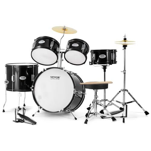 VEVOR Schlagzeugset für Kinder, 5-teilig, Anfänger-Schlagzeugset mit Bass-Toms, Snare, Standtrommel, verstellbarem Thron-Becken, Hi-Hat-Pedal und Zwei Paar Drumsticks, für Kinder, schwarz VEVOR Schlagzeugset für Kinder, 5-teilig, Anfänger-Schlagzeugset mit Bass-Toms, Snare, Standtrommel, verstellbarem Thron-Becken, Hi-Hat-Pedal und Zwei Paar Drumsticks, für Kinder, schwarz von VEVOR