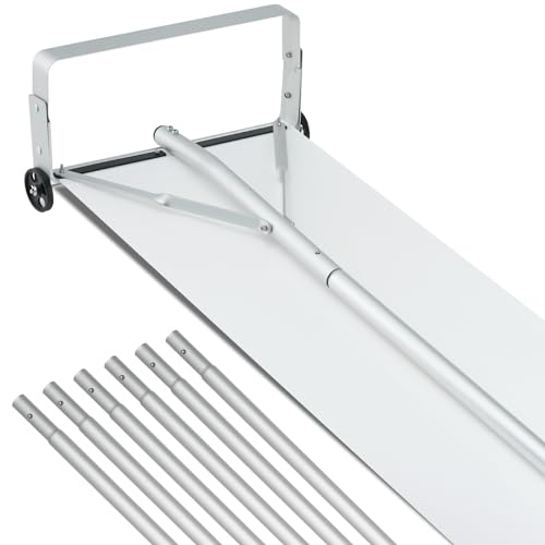 VEVOR Schneeschaufel Dach 48 cm, Reichweite bis 9 m, Dachschneeräumer aus Aluminium, Schneeschieber mit Schutzrädern, rutschfestem Griff und Gleittuch Schneeräumer Dachräumer von VEVOR