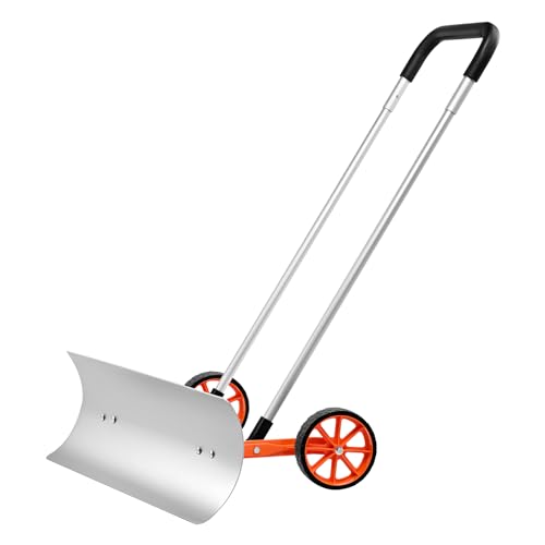VEVOR Schneeschieber mit Rädern 74,5cm Schneeschaufel Schneeschippe Schneeräumer mit breiter Klinge und U-förmigem Griff Seitenwinkel von 15° Schneeräumgeräte Ideal für Schulen Krankenhäuser Parks von VEVOR