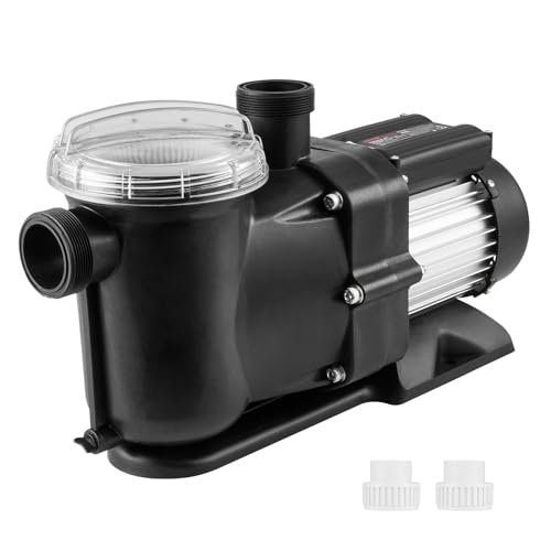 VEVOR Schwimmbadpumpe, 2 PS, 115 GPM max. Durchfluss, Einzelgeschwindigkeits-Schwimmbadpumpe, 220 V, 2850 U/min, 15 m max. Förderhöhe, Poolpumpe mit Filterkorb, für Aufstellpools, Whirlpools, Spas von VEVOR