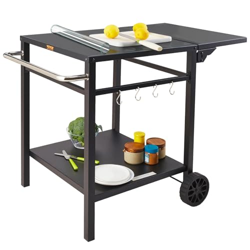 VEVOR Servierwagen Küchenwagen 97,2 x 64 x 75,5 cm Outdoor-Grill-Esswagen mit Doppelter Ablage, Beweglicher Grilltisch für die Zubereitung von Speisen, Multifunktionale Tischplatte aus Eisen Schwarz VEVOR Servierwagen Küchenwagen 97,2 x 64 x 75,5 cm Outdoor-Grill-Esswagen mit Doppelter Ablage, Beweglicher Grilltisch für die Zubereitung von Speisen, Multifunktionale Tischplatte aus Eisen Schwarz von VEVOR
