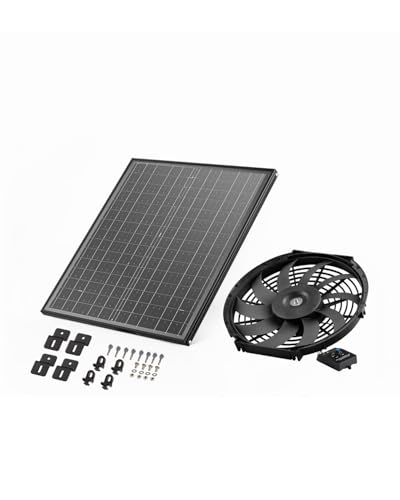 VEVOR Solar Ventilator, Belüftung, Lüfter, Φ340x70 mm, Dachbodenabluftventilator mit einstellbarem Thermostat, Außengitter, 1300 CFM Luftstromkapazität, für Giebel, Dach, Garage, Werkstatt von VEVOR
