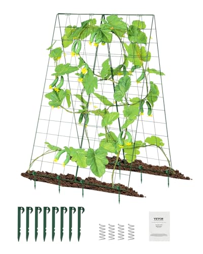 VEVOR Spalier für Kletterpflanzen, 117x84 cm, faltbares Rankhilfe-Set mit Pflanzenklammern, Kletterhilfe aus Metall für Hochbeete, Wachstumsstütze für Pflanzen im Freien für Tomaten, Kürbisse, Gemüse von VEVOR