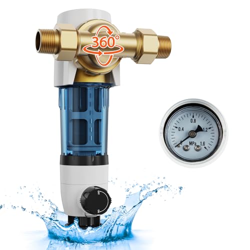 VEVOR Spin-Down-Filter, 40 Mikron-Sedimentfilter für das ganze Haus für Brunnenwasser, 3/4 Zoll GM + 1 Zoll GM, 4 t/h Durchflussrate, für Wasserfiltersysteme, Sedimentfilter für Brunnenwasser von VEVOR