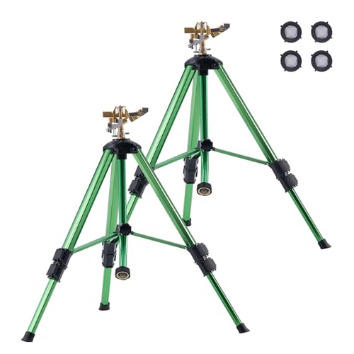 VEVOR Sprinkler Teleskopstativ, 2er-Set, mit Messingkopf und G3/4-Zoll-Anschluss, 360-Grad-Hochleistungs-Großflächen-Rasensprenger, einstellbare Höhe 430 mm 686 mm 940 mm, für Hof von VEVOR
