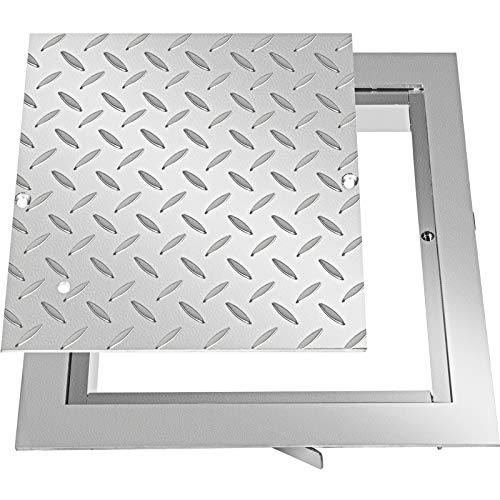 VEVOR Stahl Schachtabdeckung begehbar Silber Öffnungsgröße Schachtdeckel quadratisch eckig Riffelblech hochwertig Verzinkte Stahlplatte (30 * 30) von VEVOR