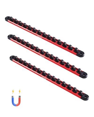 VEVOR Steckschlüssel-Organizer, 3-teilig, metrische und SAE-Halterschiene aus Alu, 1/4, 3/8 & 1/2 Zoll, Stecknuss Organizer mit 360° drehbaren Clips für Werkzeugkästen, für bis zu 40 Steckschlüssel VEVOR Steckschlüssel-Organizer, 3-teilig, metrische und SAE-Halterschiene aus Alu, 1/4, 3/8 & 1/2 Zoll, Stecknuss Organizer mit 360° drehbaren Clips für Werkzeugkästen, für bis zu 40 Steckschlüssel von VEVOR