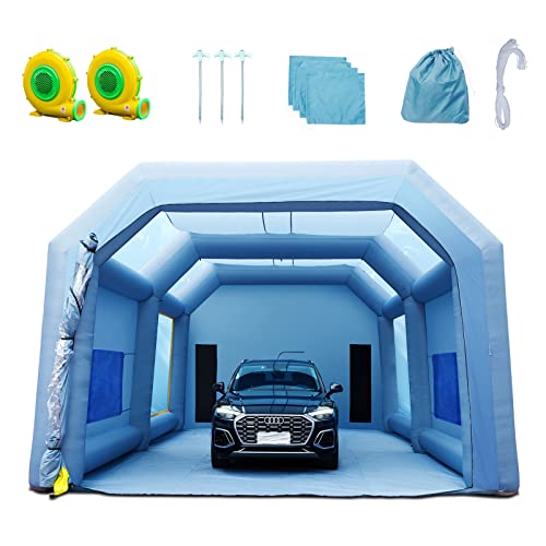 VEVOR Tragbares Aufblasbares Farbzelt für Sprühmalerei 1100 + 950 W, 10 x 6 x 4 m Sprühschutz Farbkabine für DIY-Projekte, Hobby-Farbautomaten-Werkzeug, Blau 210D Oxford-Gewebe Auto Lackierkabine von VEVOR