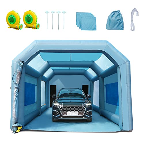 VEVOR Tragbares Aufblasbares Farbzelt für Sprühmalerei 480 + 950 W, 6,8 x 3,5 x 2,8 m Sprühschutz Farbkabine für DIY-Projekte, Hobby-Farbautomaten-Werkzeug, Blau 210D Oxford-Gewebe Auto Lackierkabine von VEVOR