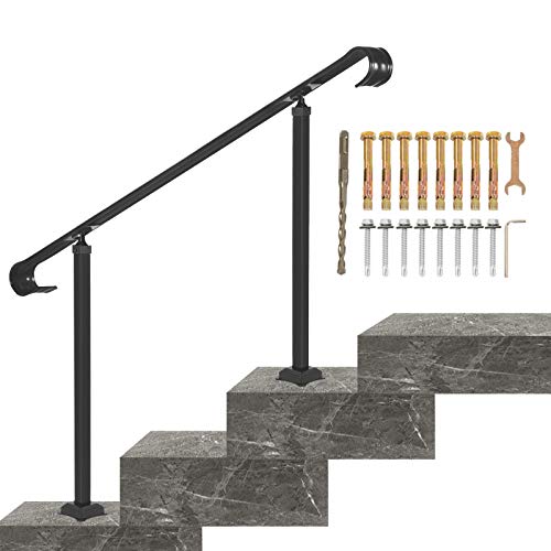VEVOR Treppengeländer 120x13,5x97 cm Handlauf Geländer für 2 oder 3 Stufige Treppen Eingangsgeländer formschön Höhe & Winkel einstellbar Ideal für Veranden Eingänge Gärten (140x13,5x97 cm) von VEVOR