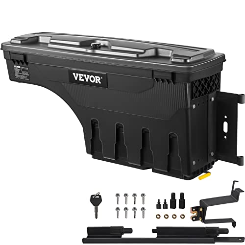 VEVOR Truck Bed Storage Box, abschließbarer Deckel, Wasserdicht ABS Radkasten Werkzeugkasten 25 L, Kompatibel mit Chevrolet Silverado 1500 GMC Sierra 1500 2019-2021, Beifahrerseite, Schwarz von VEVOR