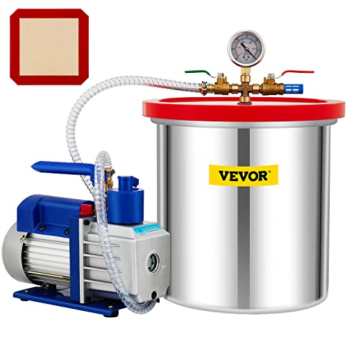 VEVOR Vakuumpumpe Unterdruckpumpe Vakuumkammer-Kit 5 Gal 5CFM 1/3HP 1-stufig von VEVOR