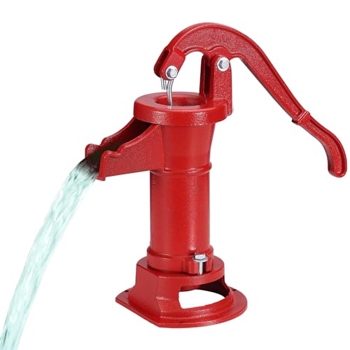 VEVOR Vintage Schwengelpumpe, 7,6 m max. Förderhöhe, Handschwengelpumpe aus Gusseisen mit ergonomischem Griff, G1-5/8 Zoll, altmodisch für den Außenbereich, Haus, Hof, Garten, Teich, Bauernhof, rot VEVOR Vintage Schwengelpumpe, 7,6 m max. Förderhöhe, Handschwengelpumpe aus Gusseisen mit ergonomischem Griff, G1-5/8 Zoll, altmodisch für den Außenbereich, Haus, Hof, Garten, Teich, Bauernhof, rot von VEVOR