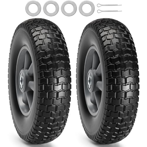 VEVOR Voll-PU-Räder mit RunFlat-Reifen, 10 Zoll, 2er-Pack, 180 lbs dynamische Belastung, 220 lbs statische Belastung, schlauchlose Reifen und Räder für Sackkarren, Nutzwagen, Dollies, Gartenanhänger von VEVOR