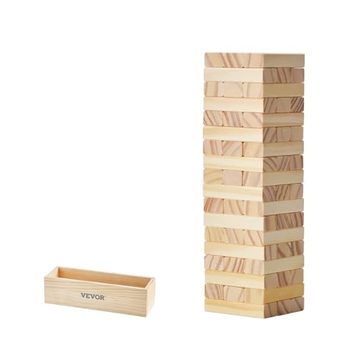 VEVOR Wackelturm mit 54 Blöcken, Tumbling Tower Kiefernholz, Holzturm Höhe bis 27 cm, Holzstapelspiel für 1 oder mehr Spieler, Tumbling Tower-Familienspiele für drinnen/draußen Party VEVOR Wackelturm mit 54 Blöcken, Tumbling Tower Kiefernholz, Holzturm Höhe bis 27 cm, Holzstapelspiel für 1 oder mehr Spieler, Tumbling Tower-Familienspiele für drinnen/draußen Party von VEVOR