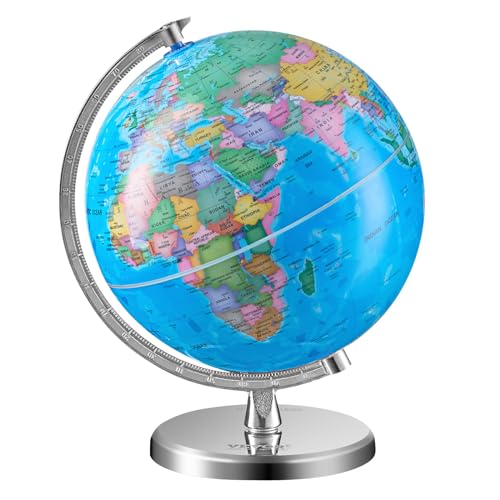 VEVOR Weltglobus mit Ständer, 203,2 mm, pädagogischer geografischer Globus mit präziser Zeitzone, ABS-Material, 360° drehbarer Globus für Kinder (Kartenbild und Handbuch AUF Englisch) von VEVOR