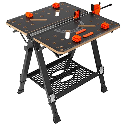 VEVOR Werk-und Spanntisch 454kg Tragfähigkeit 70x65cm Große Arbeitsfläche Klappbar 60–92cm Höhenverstellbar Werkbank MDF-Tischplatte Q195-Stahl-Rahmen Arbeitstisch zum Sägen Schleifen Reinigen von VEVOR