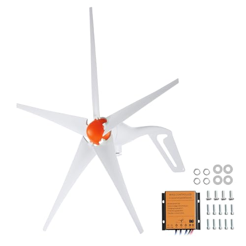 VEVOR Windkraftanlage 500W mit MPPT-Regler, 12 V Windgenerator, 5 Blätter Windkraftgenerator, einstellbare Windrichtung, 2,5 m/s Startwindgeschwindigkeit für Zuhause Bauernhof Wohnmobile Boote von VEVOR