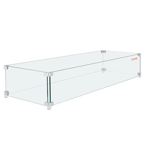 VEVOR Windschutz für Gas-Feuerstelle für quadratischen Feuertisch, 595 x 190 x 165 mm, Windschutz für Feuerstellen, 8 mm Dicker quadratischer Glasschutz, Glasplatte mit Harter Eckhalterung und Füßen VEVOR Windschutz für Gas-Feuerstelle für quadratischen Feuertisch, 595 x 190 x 165 mm, Windschutz für Feuerstellen, 8 mm Dicker quadratischer Glasschutz, Glasplatte mit Harter Eckhalterung und Füßen von VEVOR