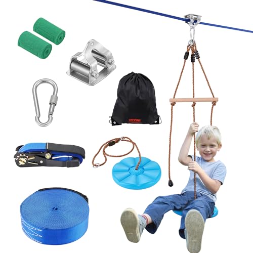 VEVOR Zipline-Set für Kinder & Erwachsene, 16,7 m Zipline-Sets bis zu 227 kg, Seilrutschen für den Außenbereich im Hinterhof, Spielplatzunterhaltung mit Zipline, Nylon-Sicherheitsgurt & Zubehörsatz VEVOR Zipline-Set für Kinder & Erwachsene, 16,7 m Zipline-Sets bis zu 227 kg, Seilrutschen für den Außenbereich im Hinterhof, Spielplatzunterhaltung mit Zipline, Nylon-Sicherheitsgurt & Zubehörsatz von VEVOR