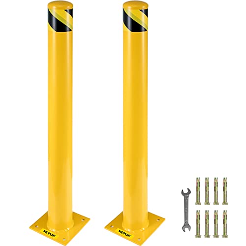 VEVOR Zwei 122 cm Parkplatz-Sicherheitspoller Parkschrankenpfosten, 20 x 20 cm Parkbarriere Parkpfosten, Parkpfosten Verkehrsstraßenröhre Stange, Geeignet für Innen- und Außenbereiche, Parkplätze von VEVOR