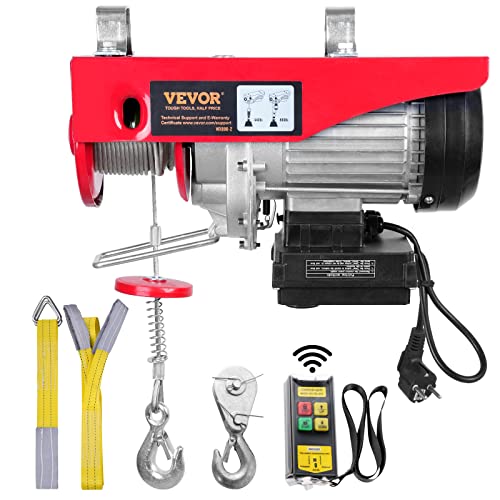 VEVOR elektrische Seilwinde 200kg bis 400kg Hubhöhe 12m Seilzug Motorwinde 850W Kupfermotor Flaschenzug 10m/min Hubgeschwindigkeit Hebezug mit kabelloser Fernbedienung Seilhebezug Kettenzug von VEVOR