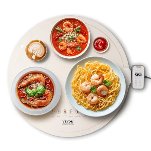 VEVOR elektrisches Warmhaltetablett Speisenwärmmatte für Buffet, tragbarer Speisenwärmer mit 4 einstellbaren Temperatureinstellungen, φ600 mm x 14,5 mm, Perfekt für Partys, Catering, zu Hause VEVOR elektrisches Warmhaltetablett Speisenwärmmatte für Buffet, tragbarer Speisenwärmer mit 4 einstellbaren Temperatureinstellungen, φ600 mm x 14,5 mm, Perfekt für Partys, Catering, zu Hause von VEVOR