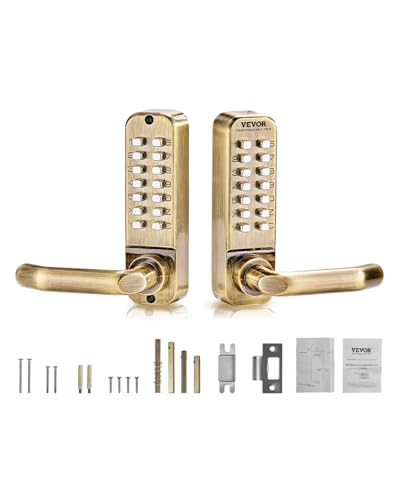 VEVOR mechanisches schlüsselloses Türschloss mit doppelseitiger Tastatur (14 Tasten), schlüsselloses Türschloss mit Griff, Codeschloss für Haus Büro Außenzaun Hof (35-65 mm dicke Tür) von VEVOR