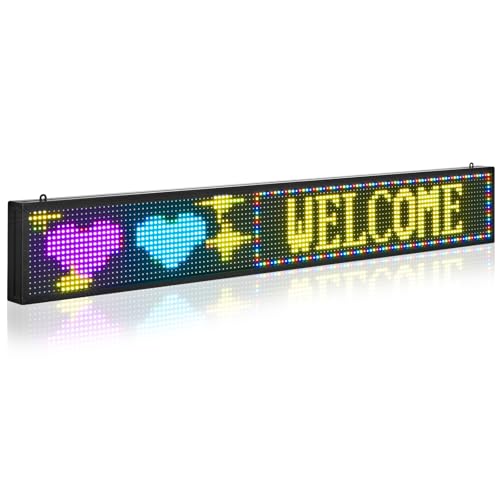 VEVOR programmierbare LED Zeichen P10 Vollfarbe flexibles digitales Scrolling Panel, DIY Anzeigetafel mit benutzerdefiniertem Textmuster und GIF & Bluetooth App Steuerung (1310 x 190 x 55 mm) von VEVOR