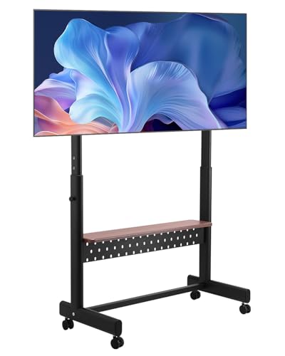 VEVOR rollbarer TV-Ständer TV-Wagen für 1397-2540 mm Bildschirme, höhenverstellbarer tragbarer Monitorständer mit Ablage bis zu 92,99 kg für Wohnzimmer Schlafzimmer Büro (Max VESA 800 x 600 mm) von VEVOR
