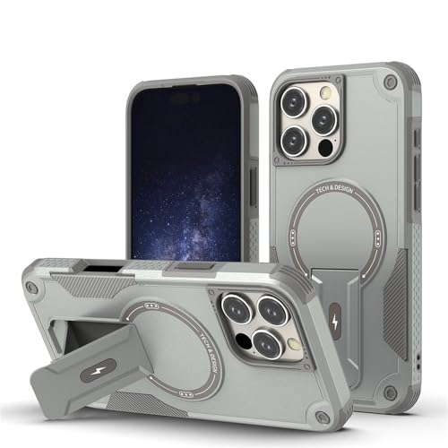 VFDHN Armor Invisible Bracket Case für iPhone 16 15 13 14 12 Pro Max Plus 11 Magnetische PC-Abdeckung für kabellose Ladestation, grau, für iPhone 15 Pro VFDHN Armor Invisible Bracket Case für iPhone 16 15 13 14 12 Pro Max Plus 11 Magnetische PC-Abdeckung für kabellose Ladestation, grau, für iPhone 15 Pro von VFDHN