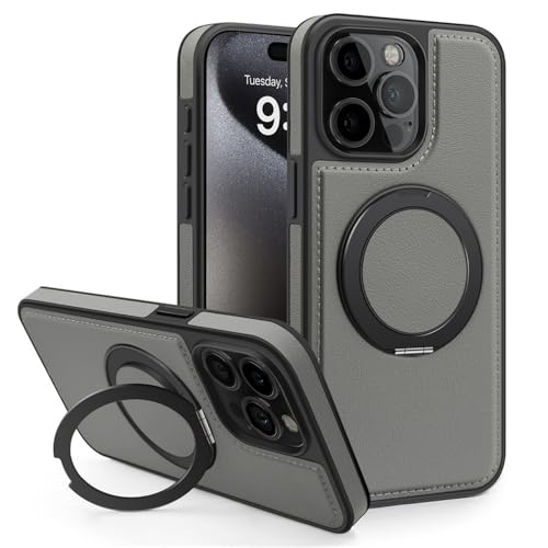 VFDHN Drehbare Leder-Telefonhülle mit Halterung für iPhone 16 15 14 13 12 11 Pro Max Plus Magnetring-Ständerhalter-Abdeckung, grau, für iPhone 16 ProMax VFDHN Drehbare Leder-Telefonhülle mit Halterung für iPhone 16 15 14 13 12 11 Pro Max Plus Magnetring-Ständerhalter-Abdeckung, grau, für iPhone 16 ProMax von VFDHN