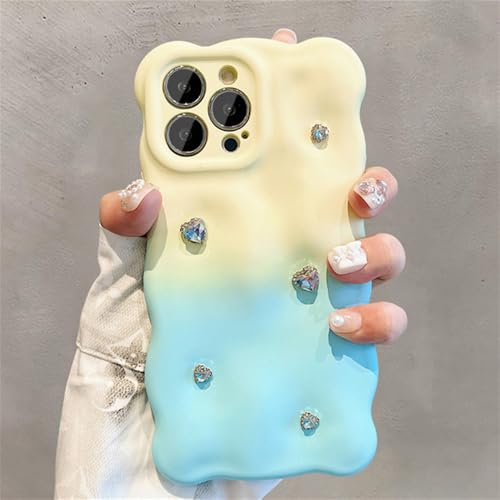 VFDHN Gradient Love Heart Diamond Handyhülle für iPhone 16 15 14 13 12 Pro Max Glitter Wave Weiche Silikonhülle, Gelb Blau, für iPhone 13 ProMax VFDHN Gradient Love Heart Diamond Handyhülle für iPhone 16 15 14 13 12 Pro Max Glitter Wave Weiche Silikonhülle, Gelb Blau, für iPhone 13 ProMax von VFDHN