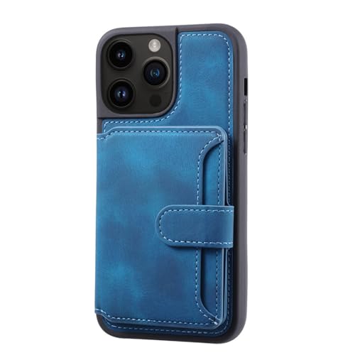 VFDHN Lederhülle für iPhone 16 15 14 13 12 11Pro Max Plus Pro Rückseitenschutz Stoßfeste Kartenhalterabdeckung, Blau, Für iPhone 15 von VFDHN