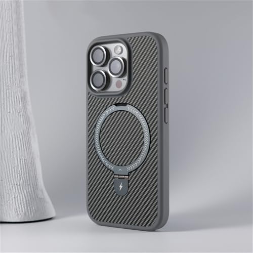 VFDHN Magnetische Halterung mit Kohlefasermuster für iPhone 16 15 14 Plus 13 12 11 Pro Max, kabellose Ladehülle, stoßfeste Hülle, TQWZJ Grau, für iPhone 11 Pro von VFDHN