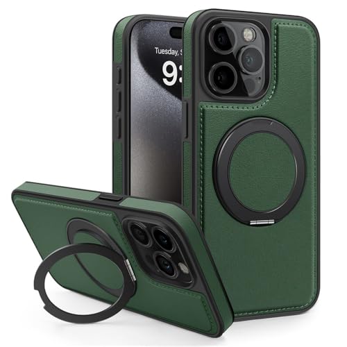 VFDHN Rotierende Leder-Telefonhülle mit Halterung für iPhone 16 15 14 13 12 11 Pro Max Plus Magnetring-Ständerhalter-Abdeckung, grün, für iPhone 14 ProMax VFDHN Rotierende Leder-Telefonhülle mit Halterung für iPhone 16 15 14 13 12 11 Pro Max Plus Magnetring-Ständerhalter-Abdeckung, grün, für iPhone 14 ProMax von VFDHN