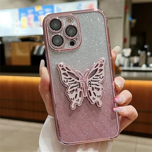 VFDHN Schutzhülle mit Glitzer-Schmetterlings-Ständer und Farbverlauf für iPhone 16 15 14 13 12 11 Pro Max 16 Plus 16Pro, Linsenschutzhülle mit Halterung, Pink, für iPhone 15 ProMax VFDHN Schutzhülle mit Glitzer-Schmetterlings-Ständer und Farbverlauf für iPhone 16 15 14 13 12 11 Pro Max 16 Plus 16Pro, Linsenschutzhülle mit Halterung, Pink, für iPhone 15 ProMax von VFDHN