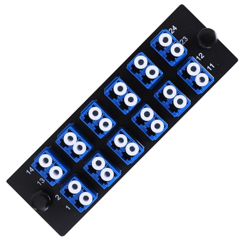 12 Duplex LC Adapter LGX Footprint Fiber Patch Panel Loaded 24 Fiber Ports Couplers Enclosure - LC UPC Blue Compatible with SingleMode Multimode|1.25G/10GB OS1-2/OM3) von VFLTOOL
